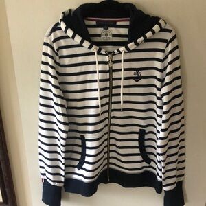 Tommy Hilfiger's Striped Zip-up Hoodie, Two Handy Pockets. Size Large.